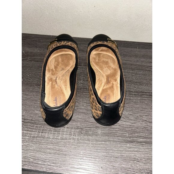 Clarks Meadow Rose Brown Leopard Print Slip On Ballet Flats Women’s Size 10 W - Picture 5 of 7